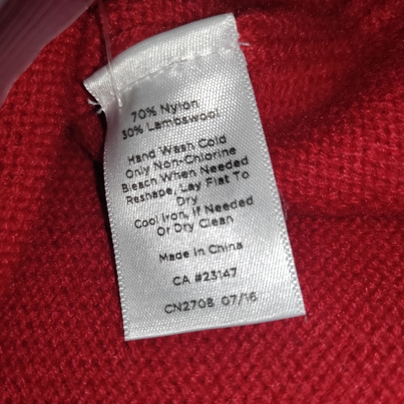 🆕Talbots | Lambswool Fair Isle Holiday Nordic Cardigan Sweater in Red Size 2XP - Picture 8 of 10